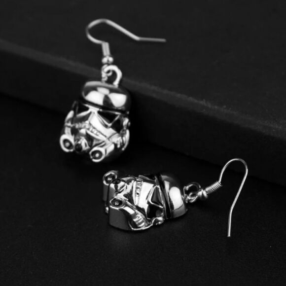 Star Wars Storm Troopers Black & Silver Drop Earrings - Picture 3 of 4